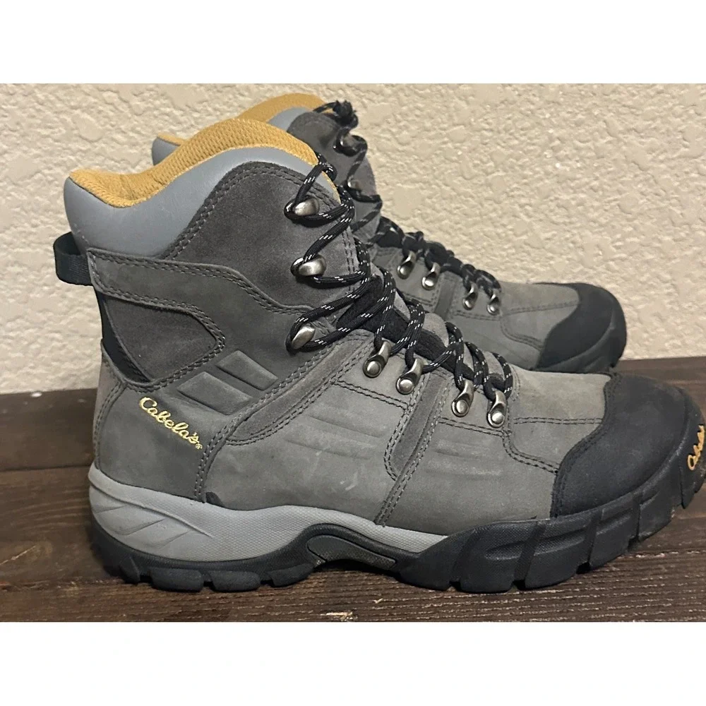 Cabelas Dry-Plus Hiking Boots Mens 10 D Grey Suede Waterproof 83-0952 Rucking